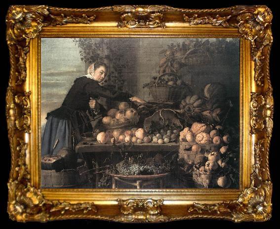 framed  HEUSSEN, Claes van Fruit and Vegetable Seller, ta009-2